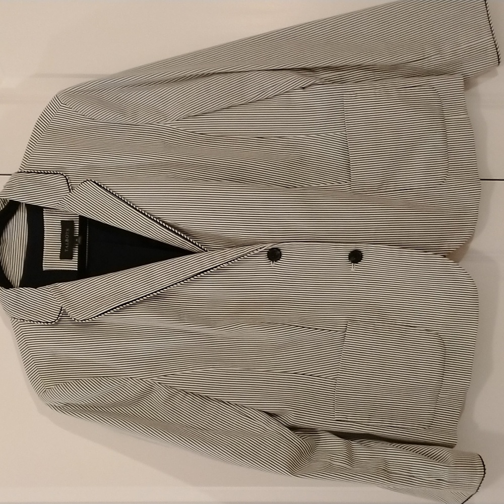 Talbots women's blazer white navy 16